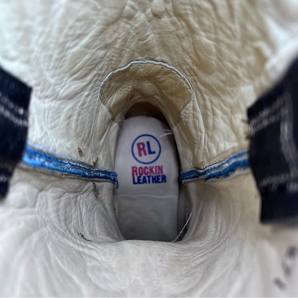 *Rockin Leather | Grey/Navy Western Distressed Leather Boots Size 6.5E - Picture 4 of 16